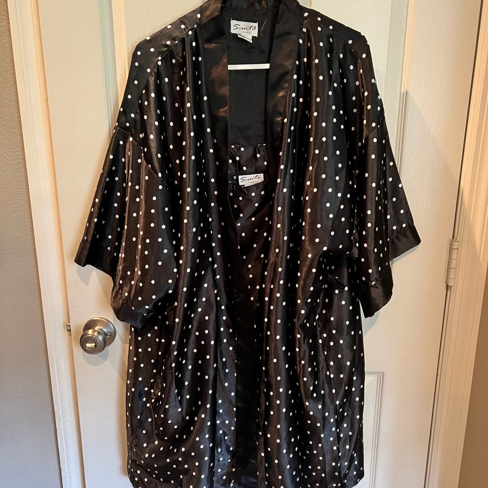 Sante Classics Satin Robe & Night Gown Set - Polka Dot